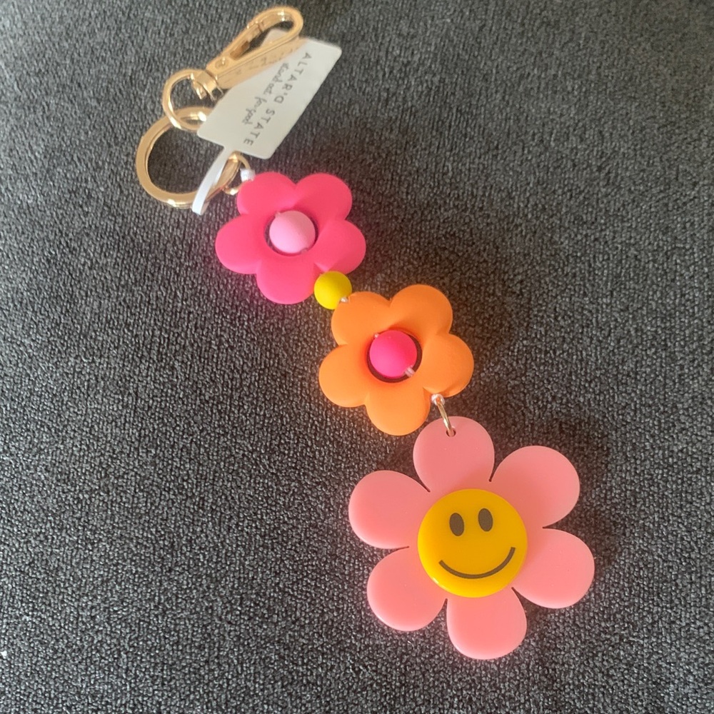 Pink and Orange Flower Keychain